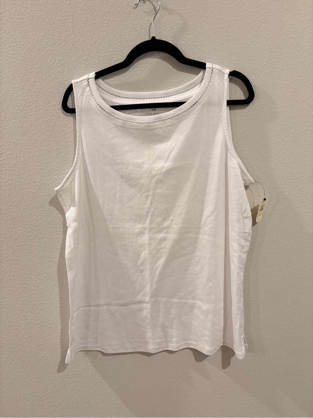 Talbots White Ribbed Crewneck Tank Top